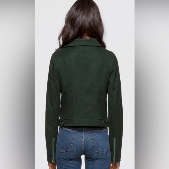 Greylin Atlas Brushed Boucle Moto Jacket in Emerald Green - Picture 3 of 4